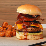 Outside Table and a beautiful burger