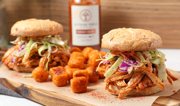 BBQ Chicken Sandwiches with Sunday Sauce by Outside Table